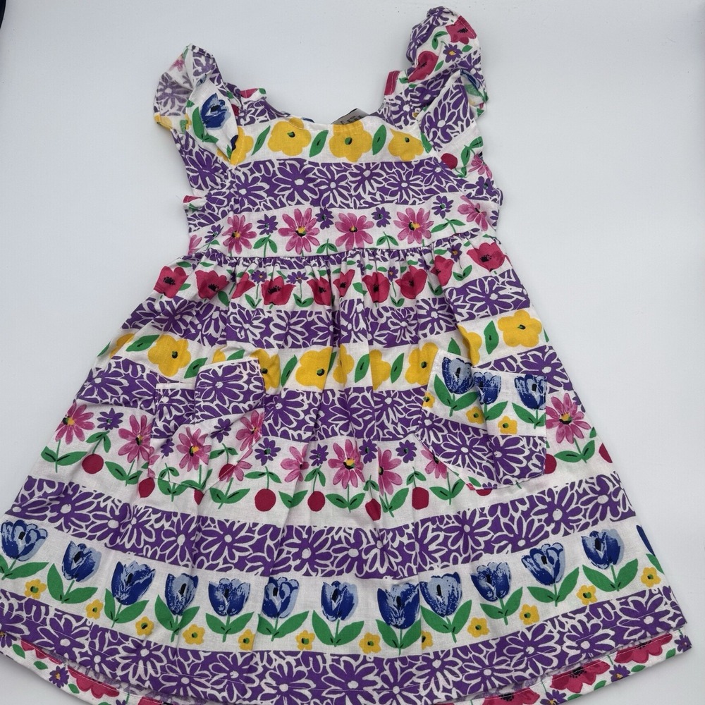 Vintage 1987 Flap Happy 12 months Floral Print Dress Made in USA 100% cotton